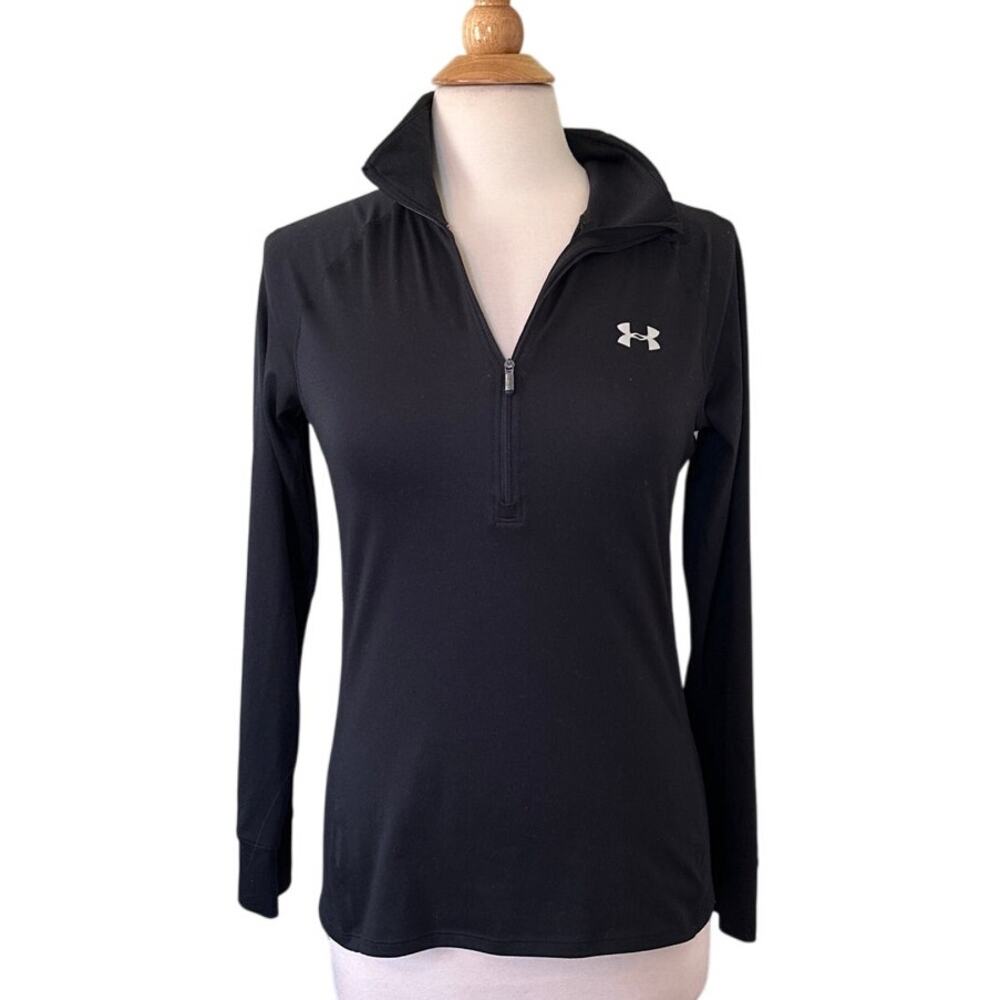 Under Armour Lightweight Black Half Zip Pullover Semi Fitted Layering Piece JJ20